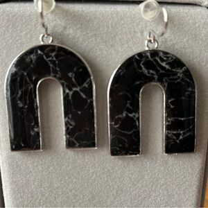 Elegant Black and White Arch Earrings